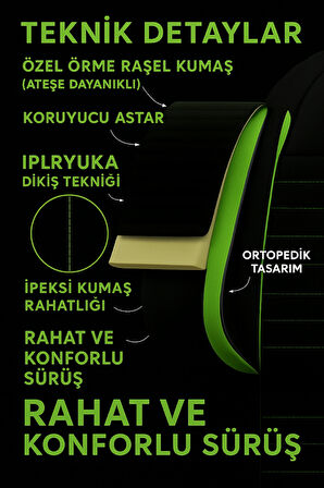 Kia Cerato 2007-2012 Pulse Serisi Raşel Siyah Yeşil Koltuk Kılıfı