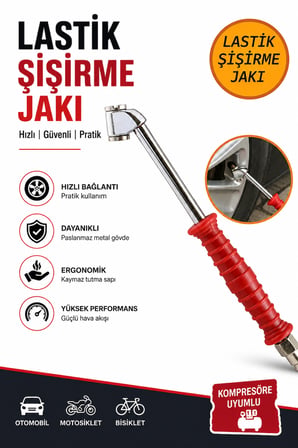 Lastik Şişirme Jakı Kompresör Uyumlu Metal Hava Basma Ucu Oto Motosiklet Bisiklet Şişirme Aparatı
