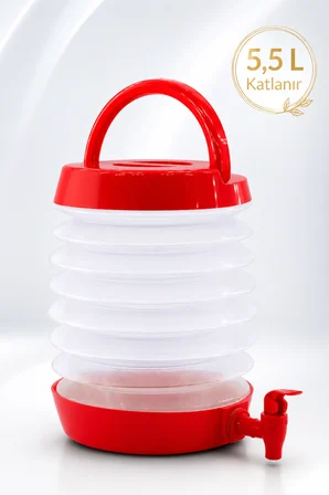 5,5 L Katlanır Musluklu Su Bidonu Taşınabilir Kamp Piknik Su Sebili Damacana Pratik Su Kabı