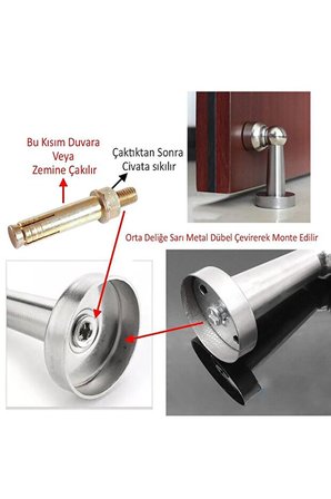 Kendinden Yapışkanlı ve vidalı Stoperi Paslanmaz Metal 7,5 cm Duvar Koruyucu Sessiz Darbe Önleyic  