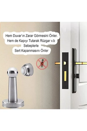 Kendinden Yapışkanlı ve vidalı Stoperi Paslanmaz Metal 7,5 cm Duvar Koruyucu Sessiz Darbe Önleyic  