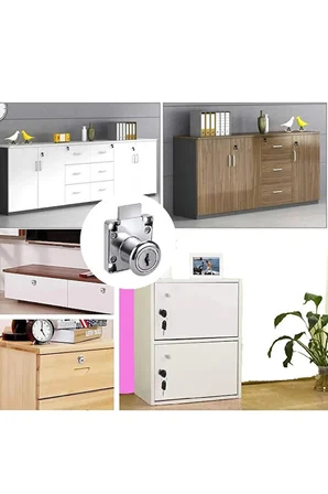 Çekmece Dolap Kilidi 2 Anahtarlı Metal Mobilya Kilidi 40x40 mm – 16 Vida ve 4 Karşılık Aparatı Dahil
