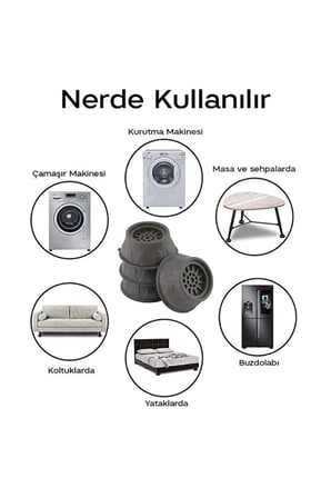 8 Adet Titreşim Önleyici Makine Ayağı 6 cm İç Çap 4 cm Yükseklik Kaymaz Tabanlı