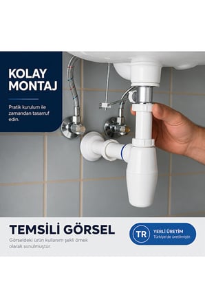 Körüklü Lavabo Sifonu 33-80 cm Esnek Hortumlu Paslanmaz Süzgeçli Evye Gider Seti