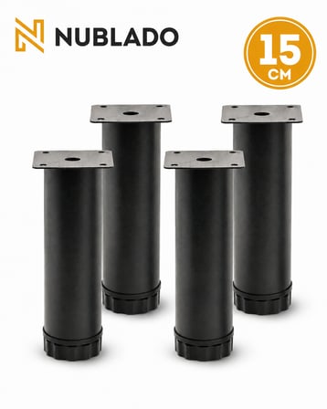 15 Cm Siyah Mobilya Ayağı 4’lü Set Ayarlanabilir Tabanlı Metal Dolap Masa Ayağı