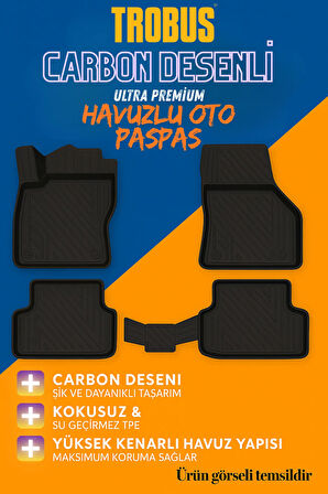 Audi A4 (B8) 2014 Carbon Desen Havuzlu Paspas | Kaymaz & Koku Yapmaz