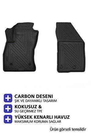 Opel Combo Panelvan 2025 Carbon Desen Havuzlu Paspas | Kaymaz & Koku Yapmaz