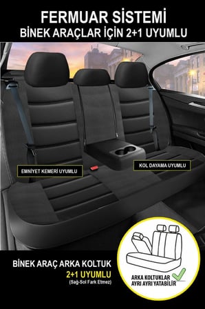 Skoda Octavia Sedan 2014 ve Sonrası Aracınıza Uyumlu Siyah Deluxe Carbon Deri Serisi