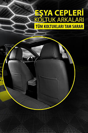 Dacia Sandero Hachback 2013-2017  Aracınıza Uyumlu Siyah Deluxe Carbon Deri Serisi