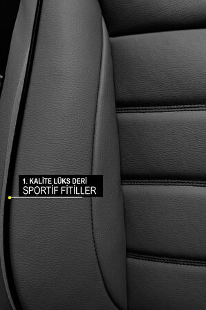 Hyundai İ20 Hachback 2020   Aracınıza Uyumlu JetDrive Deri Koltuk Kılııfı Siyah