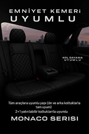 Honda City 2002–2022 Monaco Serisi Eviza Siyah Koltuk Kılıfı