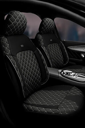 Kia Picanto 2004–2009 Monaco Serisi Eviza Siyah Beyaz Koltuk Kılıfı
