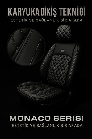 Seat Cordoba (2002 Öncesi) 1993–2002 Monaco Serisi Eviza Siyah Beyaz Koltuk Kılıfı