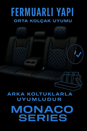 Hyundai Galloper (Kısa & Uzun) 1991–2003 Monaco Serisi Eviza Siyah Mavi Koltuk Kılıfı