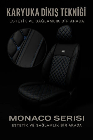 Chery Arrizo 5 2023 Ve Sonrası Monaco Serisi Eviza Siyah Mavi Koltuk Kılıfı