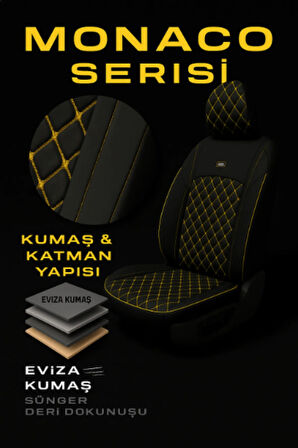 Seat Santana 1984–1990 Monaco Serisi Eviza Siyah Sarı Koltuk Kılıfı