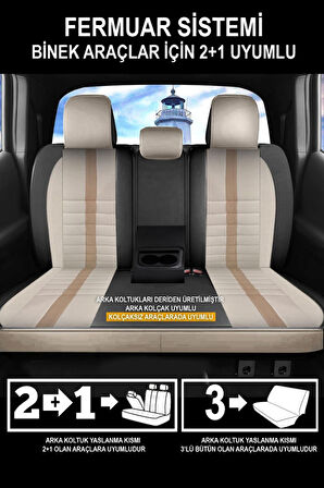 Mercedes C180 Amg 7G Sedan 2010-2014  Aracınıza Uyumlu Krem Velür Serisi Deri Kılıf