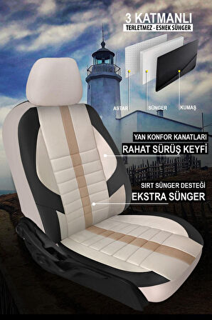 Dacia Duster SUV 2013-2017 Aracınıza Uyumlu Krem Velür Serisi Deri Kılıf