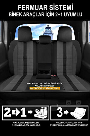 Ford Fiesta Hachback 2013  Aracınıza Uyumlu Füme Velür Serisi Deri Kılıf