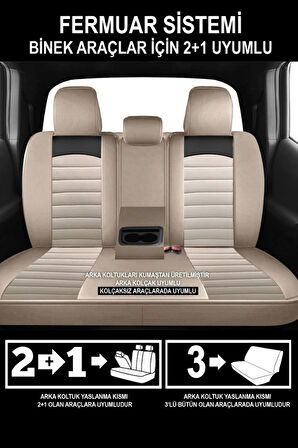 Honda Civic Sedan 2007-2011  Aracınıza Uyumlu Meyra Serisi Tay Tüyü Deri Detay Bej