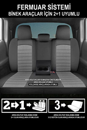 Gelly Emgrand Sedan 2010-2012   Aracınıza Uyumlu Meyra Serisi Tay Tüyü Deri Detay Gri
