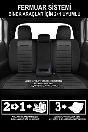 Mitsubishi Attrage Aracınıza Uyumlu Meyra Serisi Tay Tüyü Deri Detay Siyah