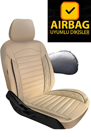 Mitsubishi Space Star Hatcback 2013-2018  Aracınıza Uyumlu Bej Nova Serisi Deri Kılıf