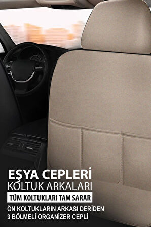 Peugeot Bipper H. Ticari 2008-2019 Aracınıza Uyumlu Bej Nova Serisi Deri Kılıf