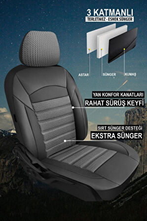 Renault Megane 2 Sedan 2004-2009 Aracınıza Uyumlu Gri Orion Serisi Jakar Kılıf