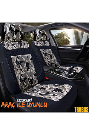 Renault Master Çift Kabin 6+1 2011 Uyumlu Outdor Temalı Koltuk Kılıfı Gri Siyah