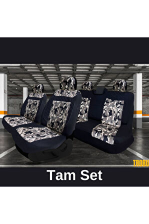 Renault Master Çift Kabin 6+1 2011 Uyumlu Outdor Temalı Koltuk Kılıfı Gri Siyah