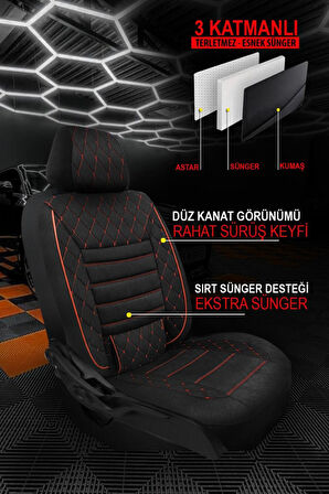 Fiat Panda 2012–Sonrası Uyumlu Kırmızı Bel Destekli Prestigo Tay Tüyü