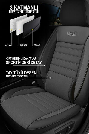 Ford Escort Rs Cosworth 1992–1996 Saren Serisi Oto Koltuk Kılıfı 5’li Set – Airbag & Kolçak Uyumlu, 3 Katman, Pike+Lakost+Deri