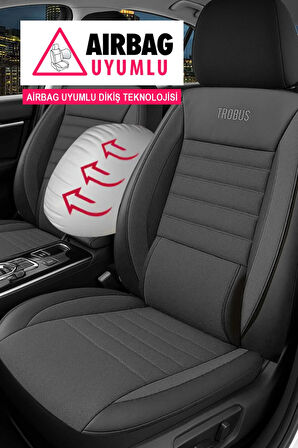 Tegin Üniversal Saren Serisi Oto Koltuk Kılıfı 5’li Set – Airbag & Kolçak Uyumlu, 3 Katman, Pike+Lakost+Deri