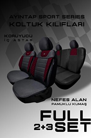 Ayıntap Sport Seri Modüler Oto Koltuk Kılıfı Seti Esnek Uyum Ve Dayanıklı Tasarım Krmz