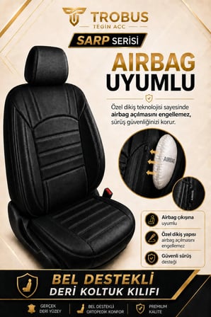 Skoda Octavia 1996-2013 Aracınıza Uyumlu Siyah Sarp Serisi Bel Destekli Kılıf