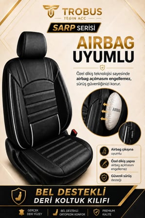 Dacia Dokker Hafif Ticari 2013-2015 Aracınıza Uyumlu Siyah Beyaz Sarp Serisi Bel Destekli Kılıf