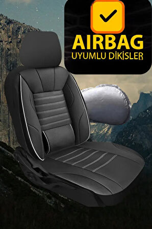 Opel Corsa B 1993-2000 Aracınıza Uyumlu Siyah Beyaz Sarp Serisi Bel Destekli Kılıf