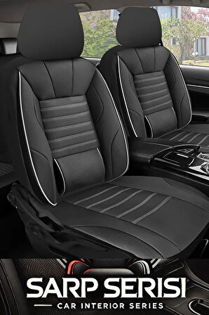 Opel Vectra C Kasa / Sedan 2004-2008   Aracınıza Uyumlu Siyah Beyaz Sarp Serisi Bel Destekli Kılıf