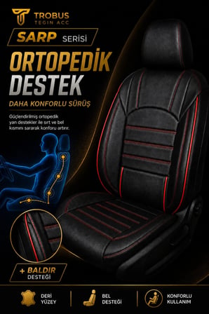 Dacia Dokker Hafif Ticari 2016-2021 Aracınıza Uyumlu Siyah Kırmızı Sarp Serisi Bel Destekli Kılıf