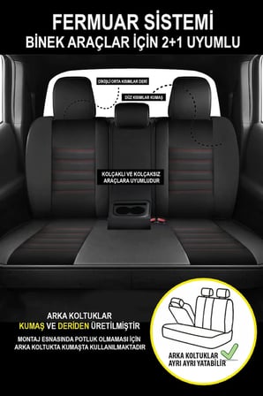 Dacia Duster SUV 2007-2012 Aracınıza Uyumlu Siyah Kırmızı Sarp Serisi Bel Destekli Kılıf
