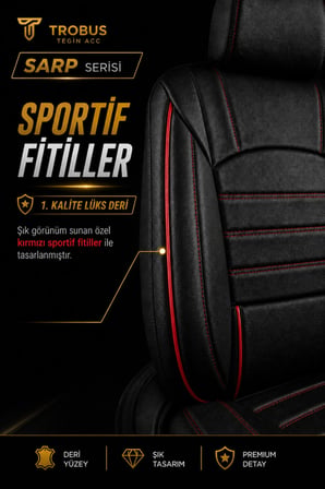Volkswagen Golf 6 Tridline Hatchback  Aracınıza Uyumlu Siyah Kırmızı Sarp Serisi Bel Destekli Kılıf