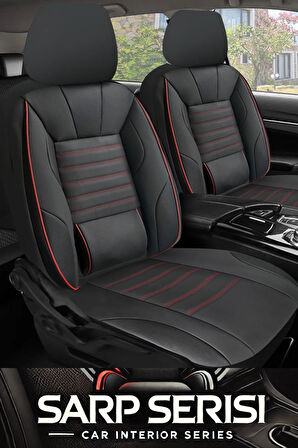 Volkswagen Jetta Sedan 2012-2020  Aracınıza Uyumlu Siyah Kırmızı Sarp Serisi Bel Destekli Kılıf