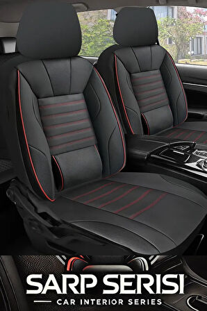 Volvo S60 Sedan 2013  Aracınıza Uyumlu Siyah Kırmızı Sarp Serisi Bel Destekli Kılıf