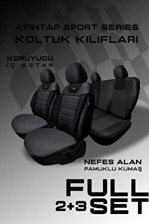 Ayıntap Modüler Oto Koltuk Kılıfı Seti Esnek Uyum Ve Dayanıklı Tasarım Ticari 2+1 Siyah