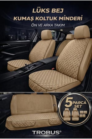 Skoda Octavia Sedan 2004–2020 Uyumlu Kumaş Koltuk Minderi Kapitone Desen Terletmez Yedili Bej