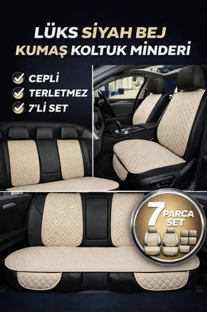 Volkswagen Jetta 2005–2018 Uyumlu Kumaş Koltuk Minderi Kapitone Desen Terletmez Yedili Bej