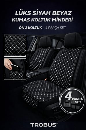Suzuki Swift 2006-2011 Uyumlu Kumaş Koltuk Minderi Kapitone Desen Terletmez Yedili Siyah Beyaz