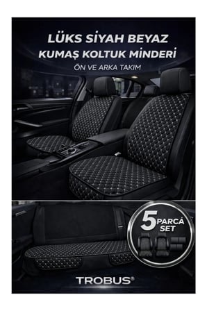 Üniversal Uyumlu Kumaş Koltuk Minderi Kapitone Desen Terletmez Yedili Siyah Beyaz