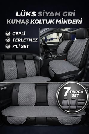 Kia Picanto 2004–2009 Uyumlu Kumaş Koltuk Minderi Kapitone Desen Terletmez Yedili Gri